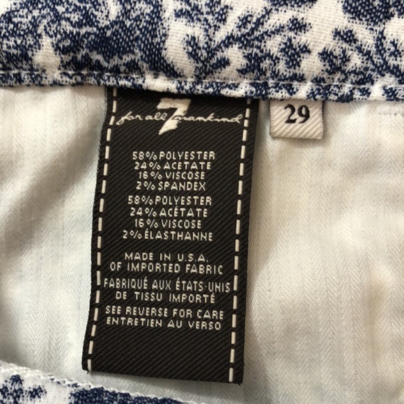 7 For All Mankind Lace Denim Pants Size 29 Blue White Skinny Stretch #e11 - Picture 11 of 11